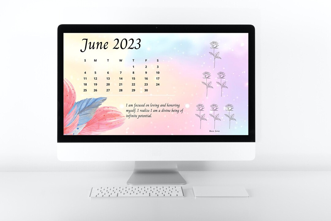 JUNE 2023 Digital Calendar, Positive Affirmations, Digital Calendar