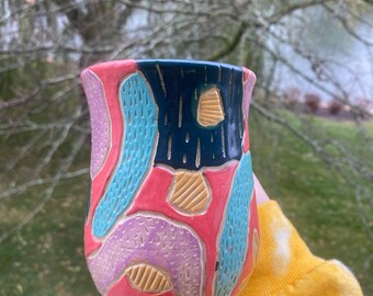 Colorful Abstract Ceramic Mugs | Hand-Crafted | Unique Gifts | Collectables