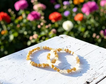 Brown Trochus Shell & White Quartz Bracelet Set, Handcrafted Neutral Beaded Bracelet Stack, Natural Shell and Gemstone Jewelry