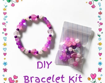 Kids DIY Bracelet Making Kits, Beaded Stretch Bracelet Craft, Creative Gift for Girls, Children