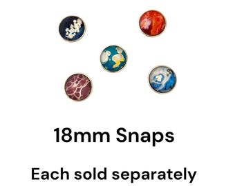 18mm Interchangeable Snaps, One-of-a-Kind Fluid Art Snap Button Jewelry Inserts, Colorful Wearable Art