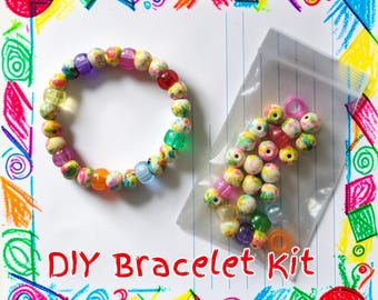 Kids DIY Bracelet Making Kits, Beaded Stretch Bracelet Craft, Creative Gift for Girls, Children