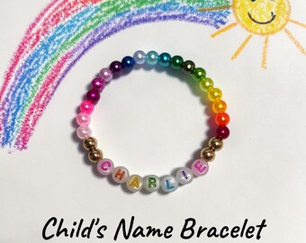 Personalized Name Bracelet for Kids with Custom Color Beads, Handcrafted Children’s Jewelry