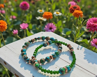 Royston Turquoise Bracelet Set, Handcrafted Gemstone Jewelry