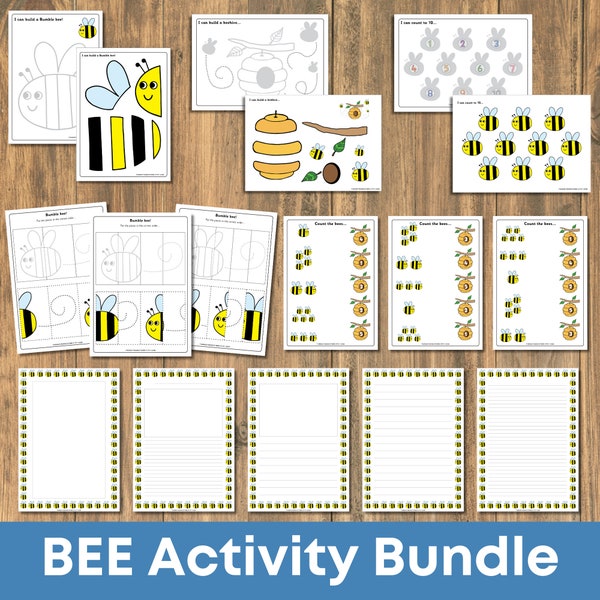 Lot d'activités pour la Journée mondiale des abeilles pour les enfants Feuilles de travail sur les abeilles pour les enfants d'âge préscolaire Feuilles de travail sur le thème des abeilles Enseignement à domicile sur le thème des abeilles