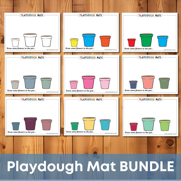5 Flowers Playdough Mats.  Fine Motor Skills.  Homeschool Toddler Activity.  Instant Download UK A4 size and US Letter size 8.5 x 11.0