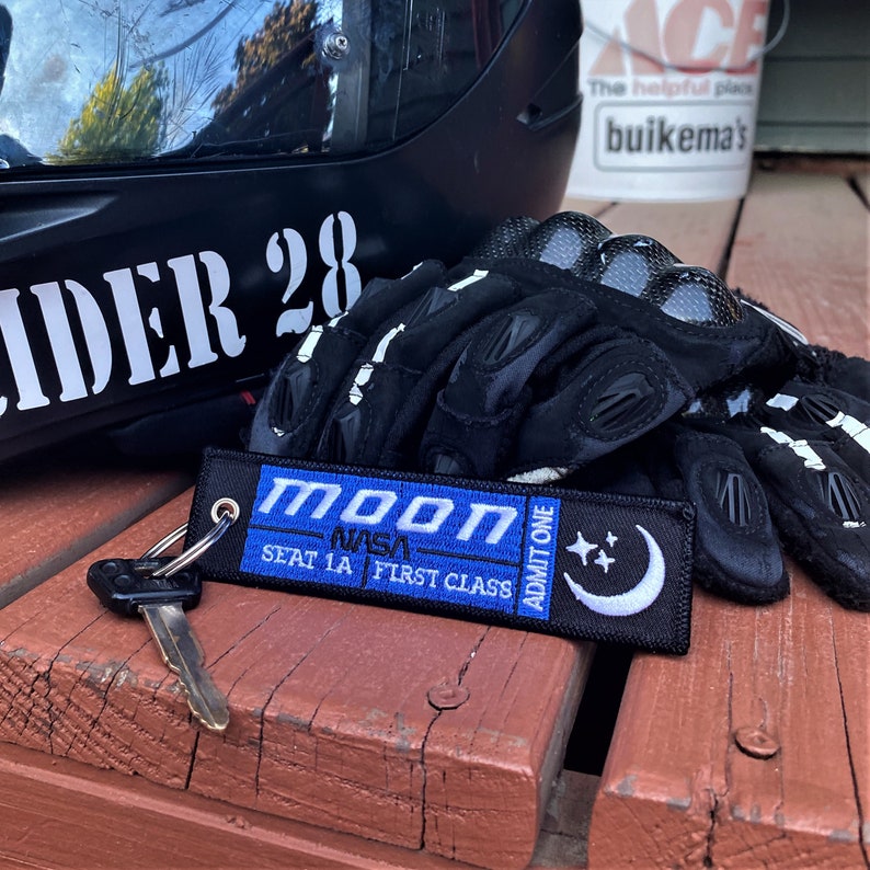 Ticket to the Moon Key Tag / Motorcycle Key Tag / Keychain for Bikes, Scooters, and Cars