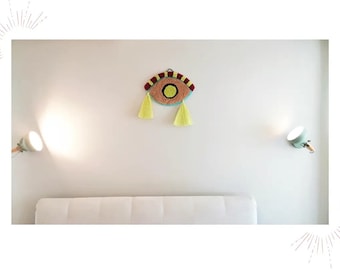 Wall Decor Over The Bed, Evil Eye Tufted Wall Hanging Living Room Ornaments