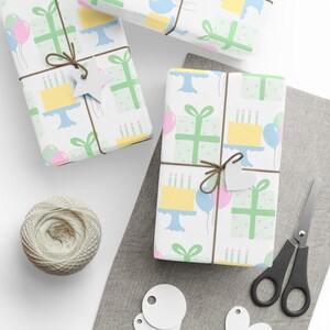 Papel de regalo de cumpleaños, papel de regalo colorido, impresión de feliz cumpleaños, artículos para fiestas, decoraciones para celebraciones