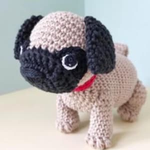 Crochet Pug amigurumi stuffed animal/ crochet puppy breeds/ love of dog&#39;s custom-made personal gift/ pet loss gift/gift for a vet/ pet owner