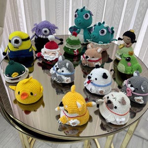 Zestaw 8 dwustronnych figurek zwierząt fidget, postacie szydełkowe/ szydełkowe amigurumi/ zabawka dla dzieci autystycznych, zabawka sensoryczna, zabawka motoryczna