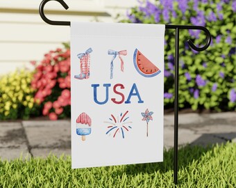 USA 250th Watercolor Icons Garden Flag | Garden & House Banner