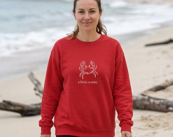 a little crabby crab illustration Crewneck Sweatshirt | nautical coastal tee, cute seaside design