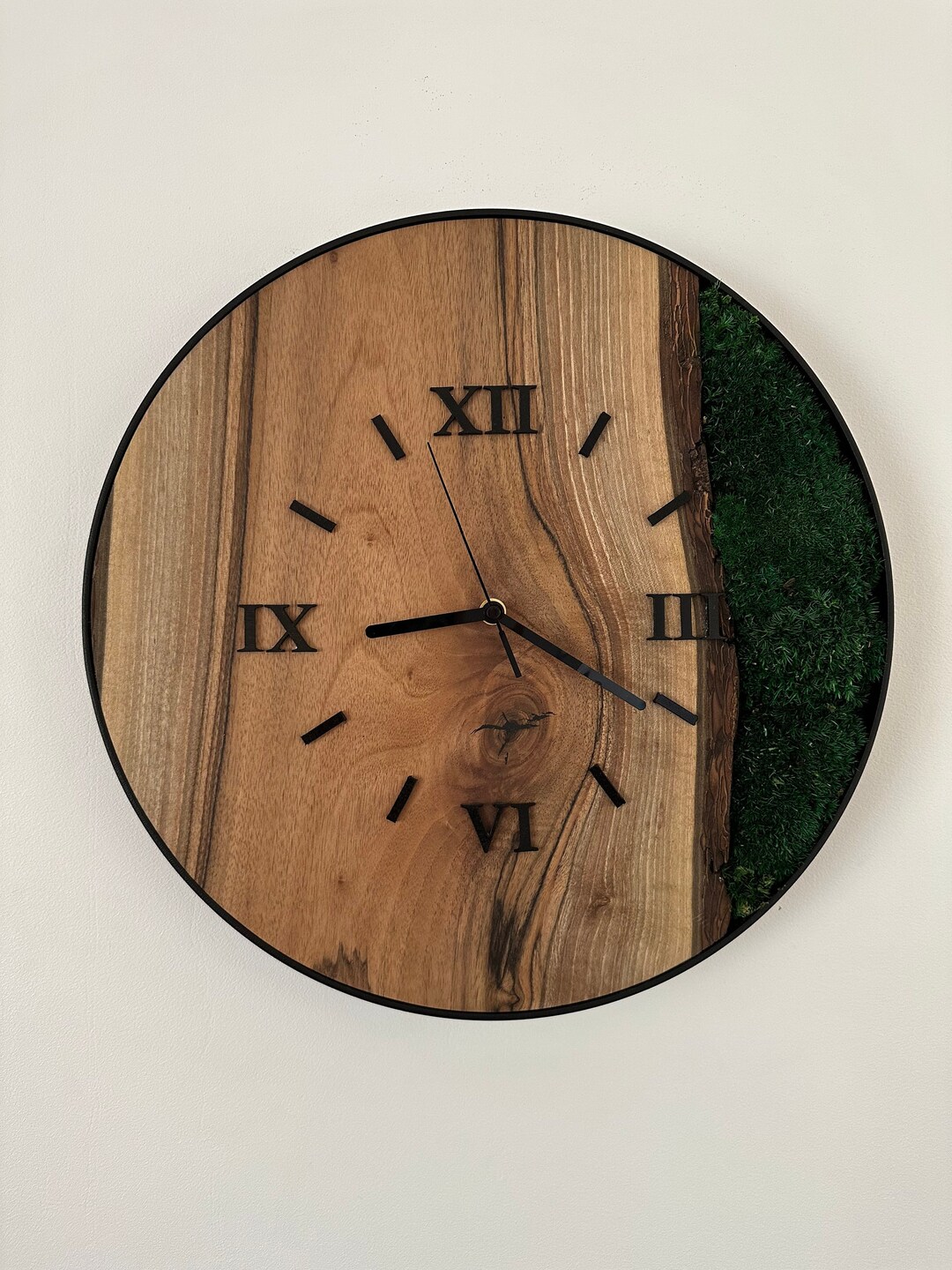 Custom Made Wall Clock With Moss Wooden Wall Clock Clock for Etsy