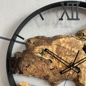 Clock made of olive wood, home decor, loft style, wooden wall clock, gift, handmade image 2