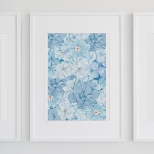 Blue Watercolor Flower Printable Wall Art, Multiple Sizes, INSTANT DOWNLOAD