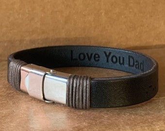 Personalisiertes Lederarmband, Edelstahlverschluss, Geschenkgravur
