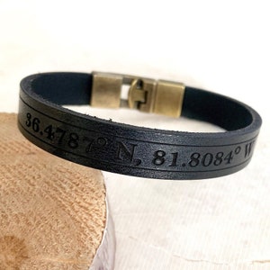 Coordinate Bracelets,Custom GPS Coordinate Bracelets for Men,Personalized Leather Bracelets,Gifts for Husband/Boyfriend,Men Christmas Gifts