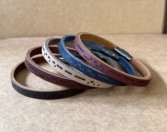 Code Morse Message secret gravé bracelets en cuir pour homme bracelet minimaliste cadeau pour fils unisexe bijoux personnalisés cadeau fête des pères