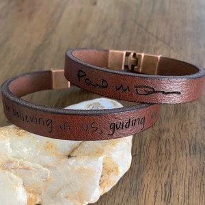 Actual Handwriting Personalized Leather Bracelet,Actual Handwriting Gift Bracelet,Custom Handwriting Signature bracelet Gift for Dad,
