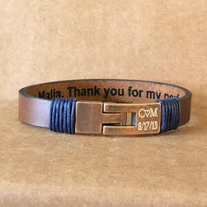 Armband voor mannen Gepersonaliseerd cadeau voor zoon echtgenoot vader Graveren sieraden heren lederen manchet kerstcadeau voor broer Aangepaste leren armband