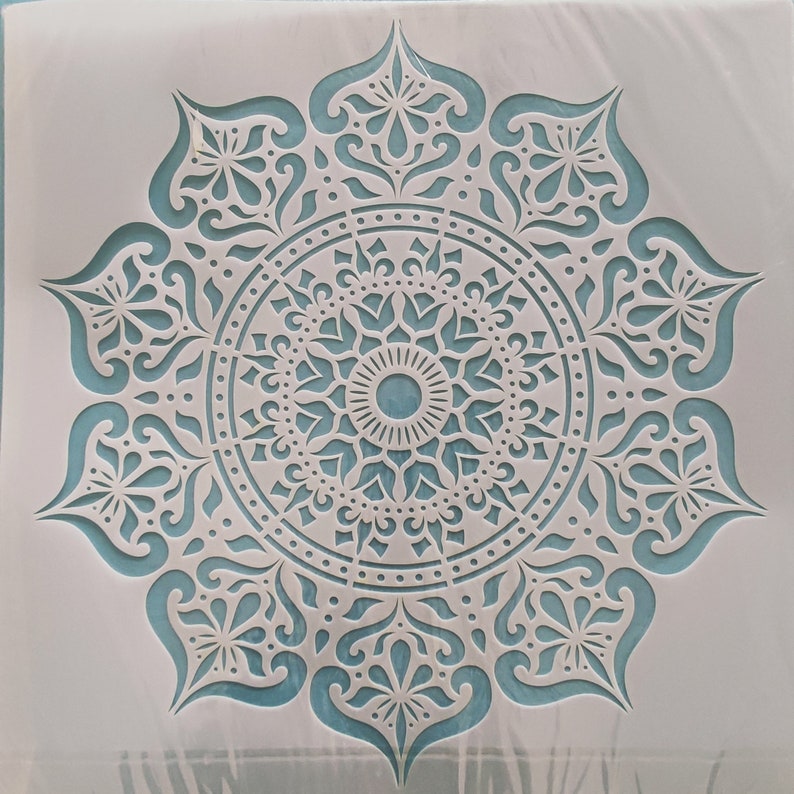 XXL Große WIEDERVERWENDBARE Schablone 50x50 cm Mandala Kreis Bild 1