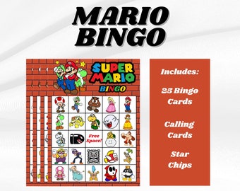 Mario Bingo, Mario Bingo Party Game, Mario Printable Bingo, Mario Printable Bingo Party Game