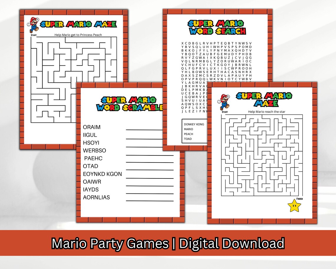 Mario Party Game Mario Printable Word Search Mario Download Now Etsy Mario party game mario printable word search mario download now etsy