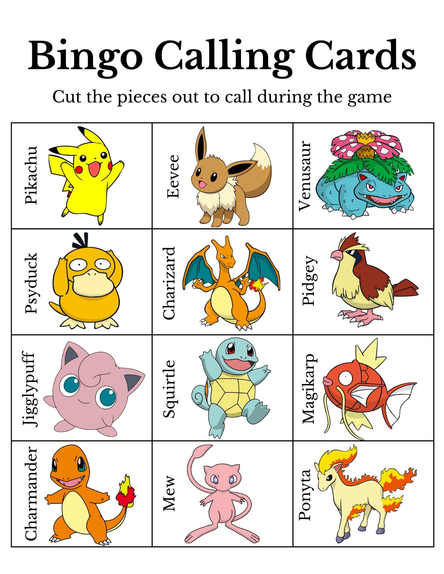 Pokemon Bingo Pokemon Bingo Party Game Pokemon Printable Etsy
