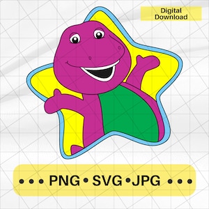 Fioletowy dinozaur PNG, Barny Obraz, Fioletowy dinozaur w gwiazdce PNG SvgJpg