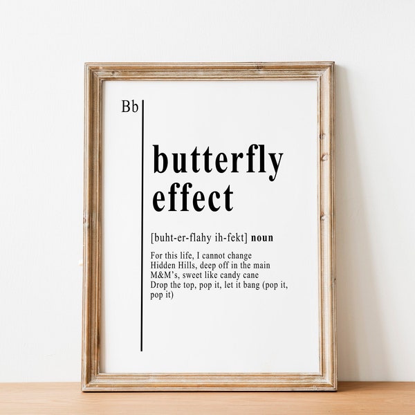 Schmetterling Effekt Definition Poster | Wörterbuch Definition Poster | Büro Wandkunst | Büro Kunstdrucke | Wörterbuch Kunst druckbar