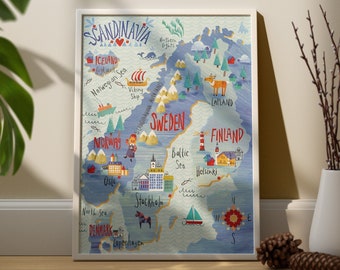 Scandinavia Map Poster | City Map Poster | Custom Map Poster | Map Art | Map Wall Art | Home Decor | Premium Print | Vintage Poster