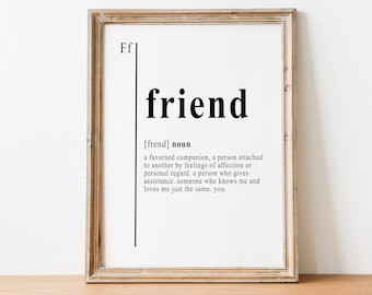 Friend Definition Poster | Dictionary Definition Poster | Office Wall Art | Office Art Prints | Dictionary art Printable | Vintage Poster