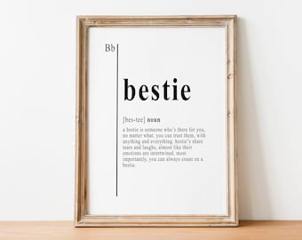 Bestie Definition Poster | Dictionary Definition Poster | Office Wall Art | Office Art Prints | Teamwork Poster | Dictionary art Printable