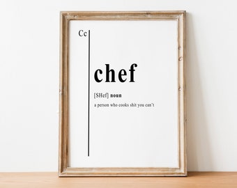 Chef Definition Poster | Dictionary Definition Poster | Office Wall Art | Office Art Prints | Dictionary art Printable | Vintage Poster