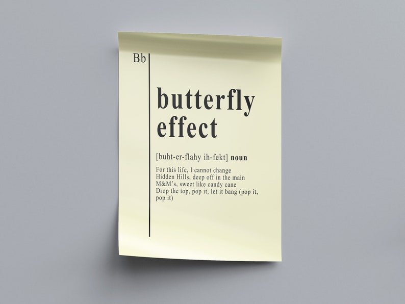 Butterfly Effect Definition Poster Dictionary Definition Etsy