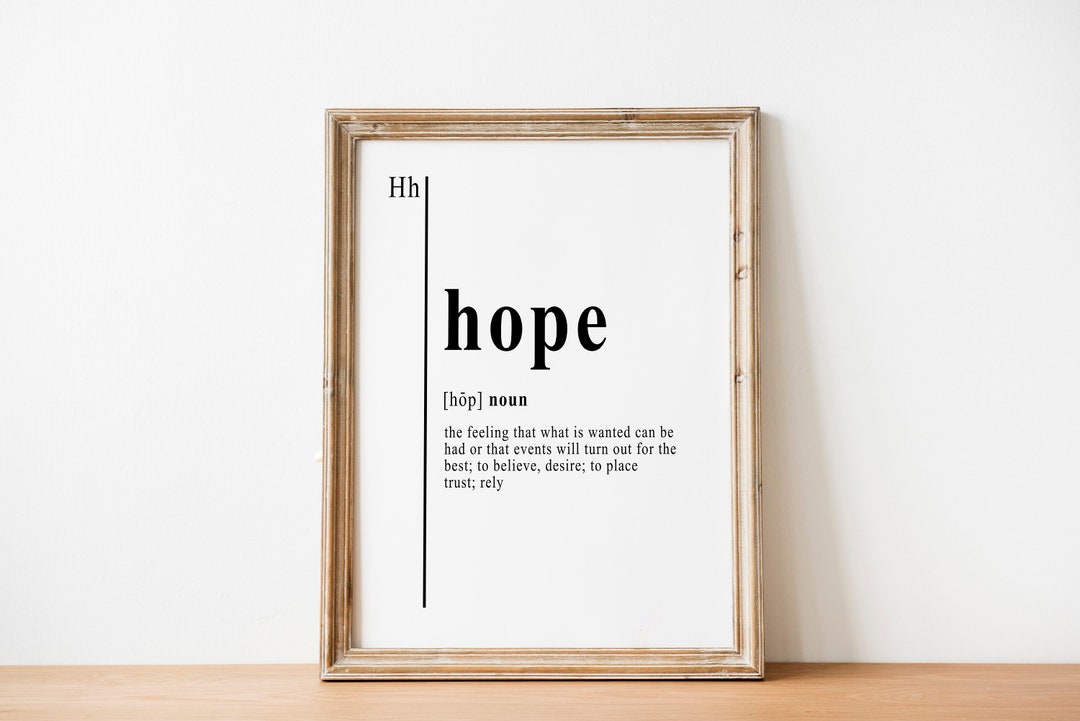 Hope Definition Poster Dictionary Definition Poster Office Wall Art