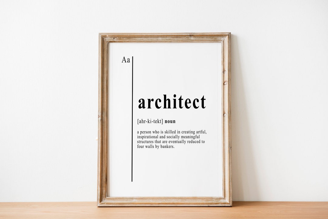 Architect Definition Poster Dictionary Definition Poster Office Wall