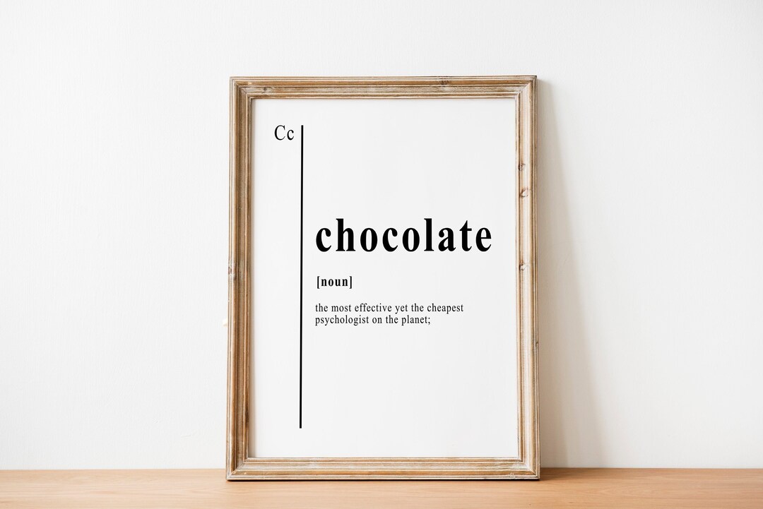Chocolate Definition Poster Dictionary Definition Poster Etsy