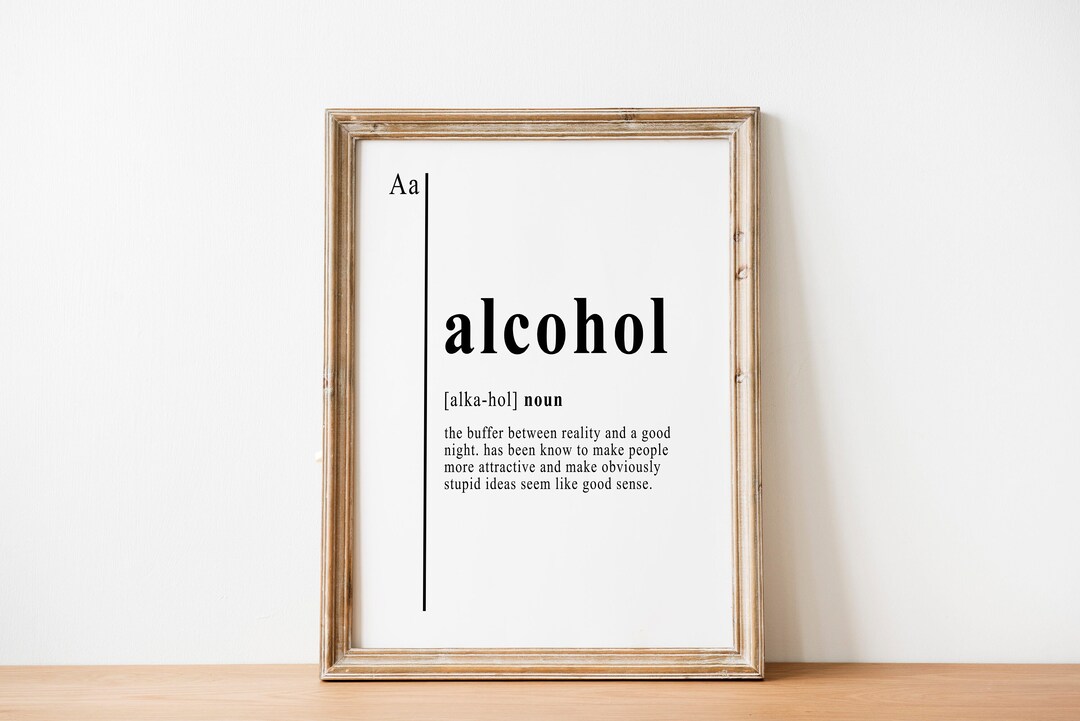 Alcohol Definition Poster Dictionary Definition Poster Office Wall Art
