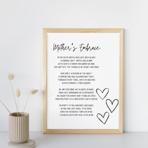 Poem for Mom, Mom Gift Idea, Poetry Wall Art for Mother, Mother&#39;s Day Gift, Best Gift for Mother, Aesthetic Home Decor