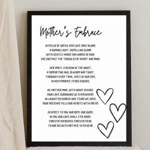 Poem for Mom, Mom Gift Idea, Poetry Wall Art for Mother, Mother&#39;s Day Gift, Best Gift for Mother, Aesthetic Home Decor