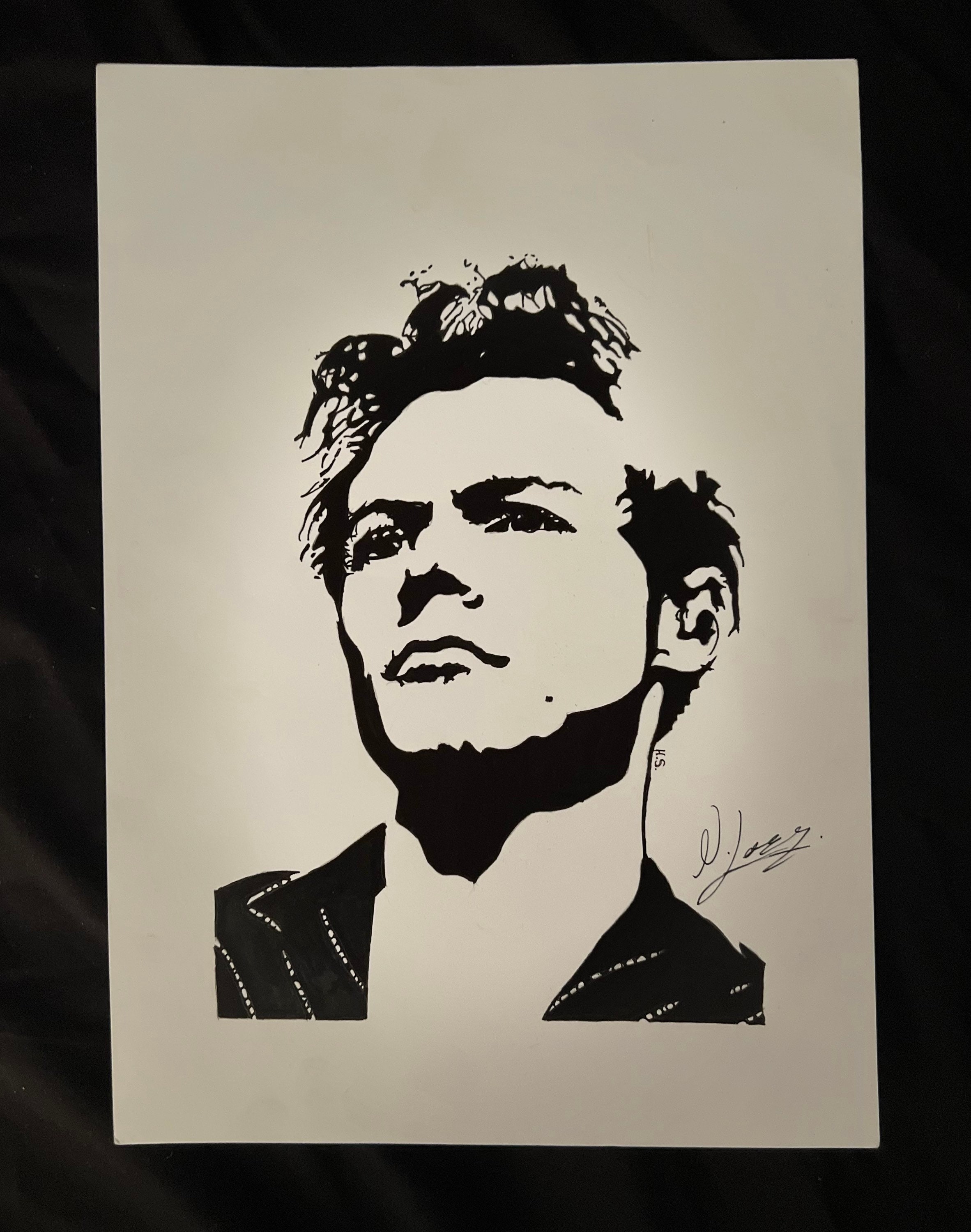 Hand Drawn Harry Styles Black and White Silhouette Art portrait Etsy