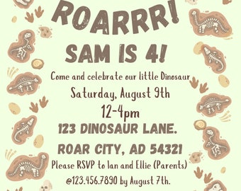 Dinosaur Invitation - Instant Download | Children's Birthday Party | Editable Digital & Mobile video Invitation
