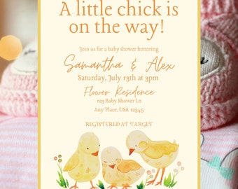 Cute Little Chick Baby Shower - Instant Download | Little Chick Baby Shower | Baby Bird | Editable Digital & Mobile video Invitation