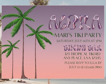 Aloha Luau Party | Instant Download | Tiki Party |  | Editable Digital & Mobile video Invitation | Adult Party | Hawaiian Party | Palm Tree