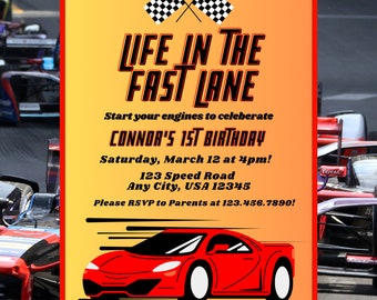 Race Car Party - Instant Download | Cars Birthday Party | Editable Digital & Mobile video Invitation | Race Car Party | Cars | F1 party
