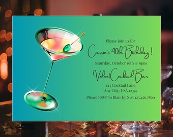 Cocktail Birthday Party | Instant Download | Cocktail Party |  | Editable Digital & Mobile video Invitation | Adult Party | Retro |