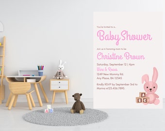 Baby Shower Invitation | Instant Download | Bear Baby Shower | Little Baby  | Baby Party | New Mom | Baby Shower Celebration