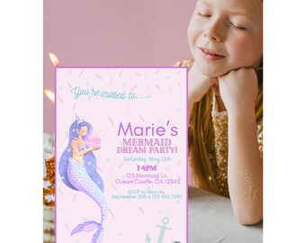Mermaid Swim Party | Pool Party | Swim Party | Little Mermaid | Mermaid Fin Party | Ariel Party | Ariel and Friends | Digital Invitation |